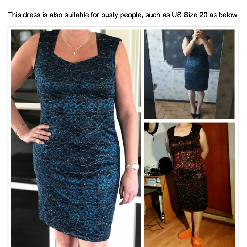 

KAUNISSINA Women Elegant Lace Cocktail Dress Sleeveless Slim Sexy V-Neck Bodycon Club Pencil Gown Ladies Party Dresses