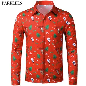 Рождественская рубашка для мужчин, женщин, мужчин, новинка 2020, рубашка с покрытыми пуговицами и 3D принтом, мужская, приталенная, с длинным рукавом, на пуговицах, мужская рубашка XXL