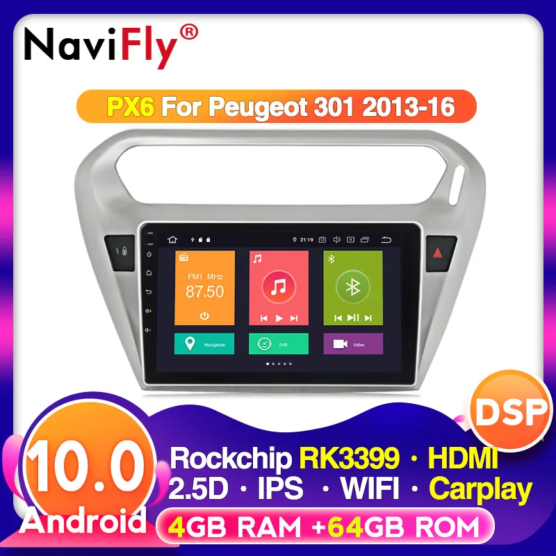 4G LTE IPS DSP Android For Peugeot 301 Citroen Elysee 2014 2015 2016 2018 Auto Car Radio Stereo Player GPS Navigation No 2Din | Автомобили