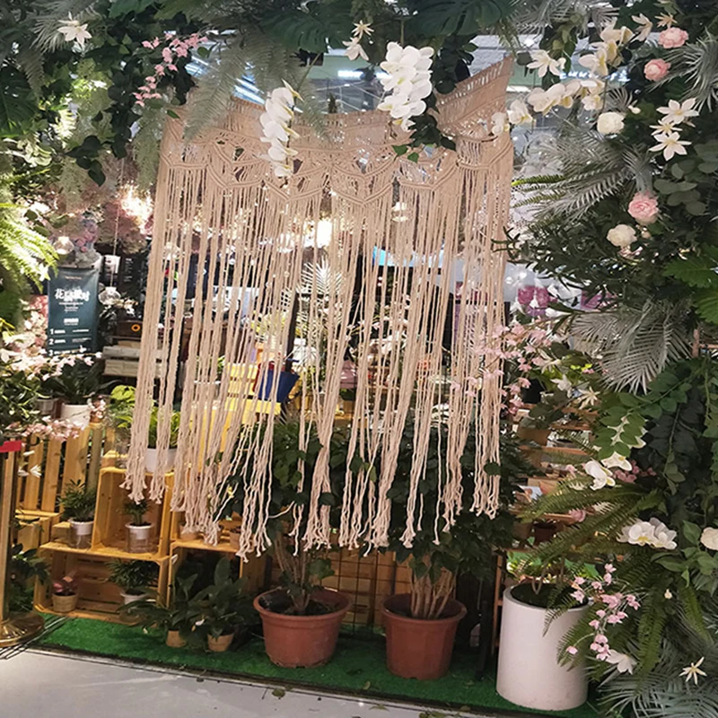 Гобелен из макраме хлопчатобумажная плетеная ручная работа богемный гобелен для