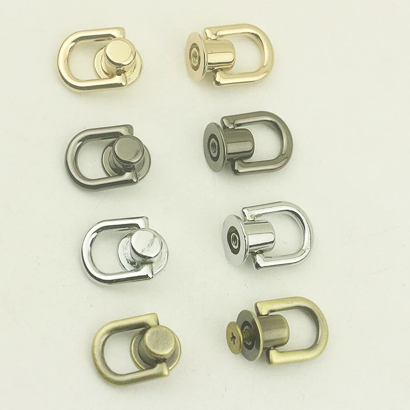 

4Pcs Metal D Ring Round Head Stud Screwback Craft Bag Buckle Tongs Snap Hook Ring With Screws For DIY Bag Parts Accessories