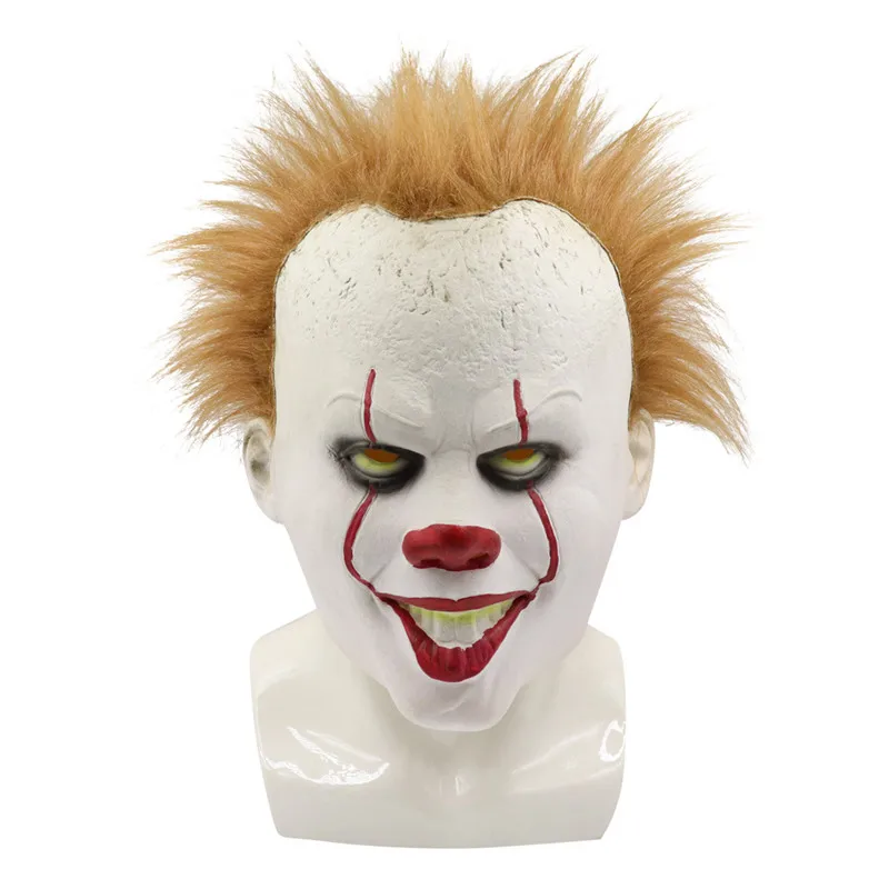 Without LED Стивен Кинг это маска Pennywise ужас клоун Джокер маска глаза блестит клоун латексная маска Хэллоуин косплей костюм реквизит - Цвет: Without LED