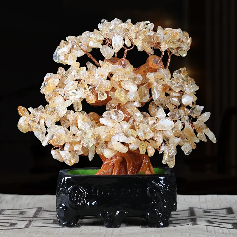 

Natural crystal cash cow company shop opening gifts fortune tree rich tree living room decoration feng shui ornaments