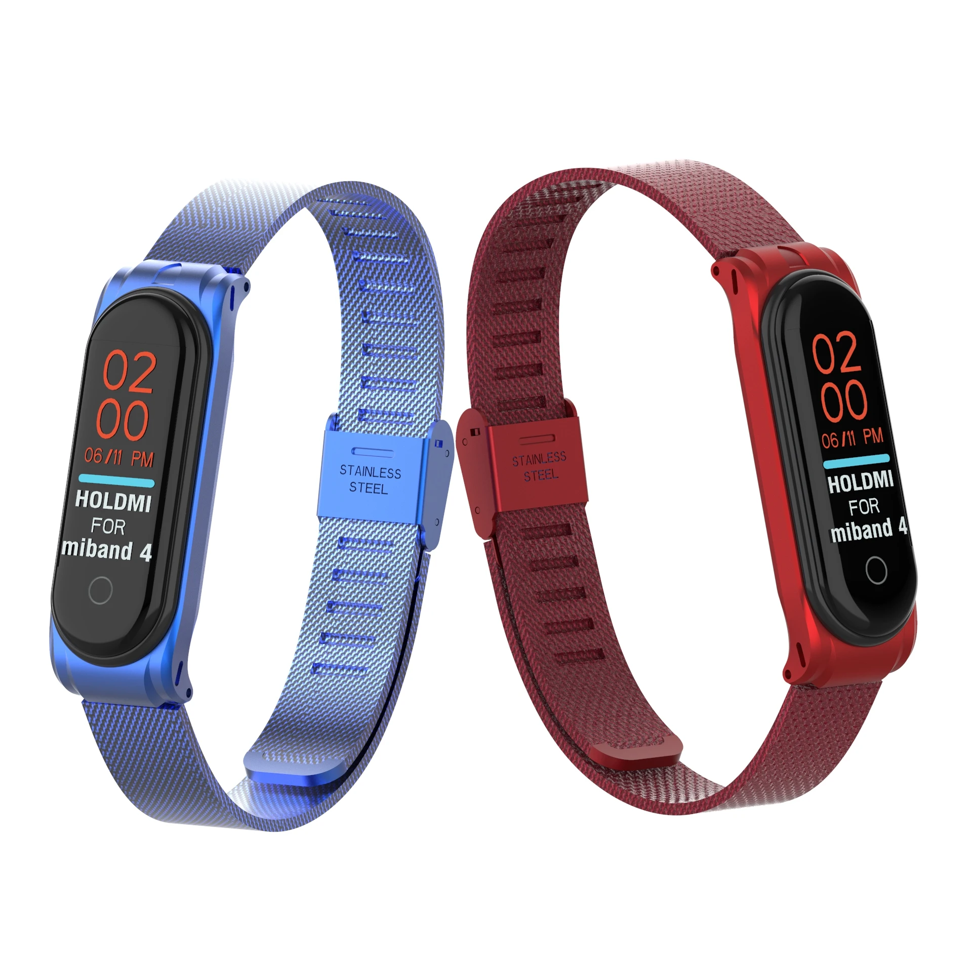 Металлический ремешок браслет для Xiaomi Mi Band 3 4 Безвинтовой из нержавеющей стали 34