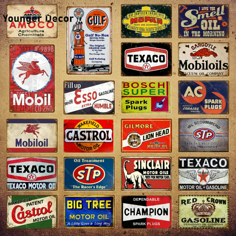 

Amoco Motor Oil Decorative Metal Poster Mobiloil Signs Gasoline Wall Plaque Vintage Garage Decor Bar Pub Man Cave Carft YI-070