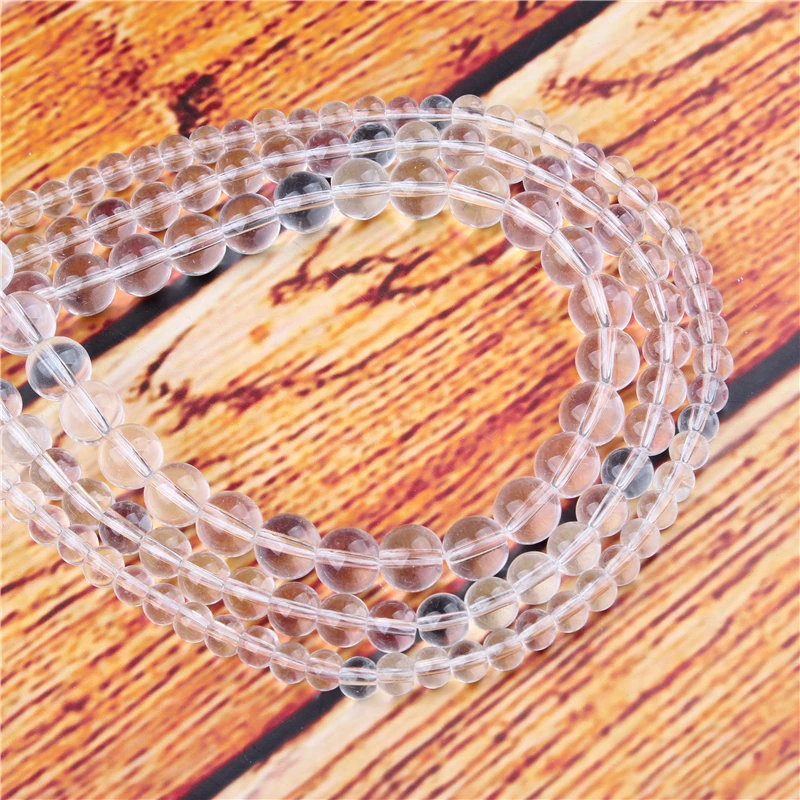 

White Crystal Natural Stone Bead Round Loose Spaced Beads 15 Inch Strand 4/6/8/10/12mm For Jewelry Making DIY Bracelet