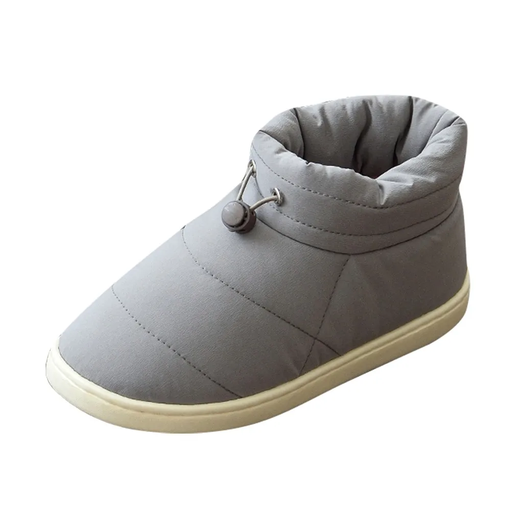 Женские зимние теплые Нескользящие хлопковые однотонные домашние тапочки с