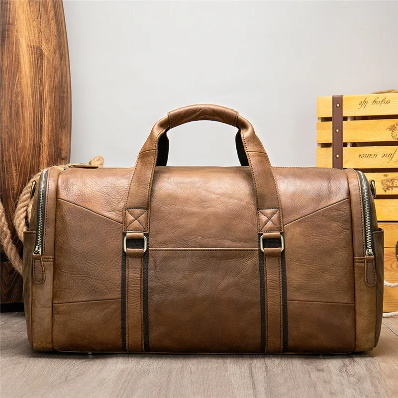 Men's Travel Bag Luggage Duffle Bag Large Tote Weekend Bag Man Travel Bag Male Outdoor Bag Genuine Leather Shoulder Bag For Man