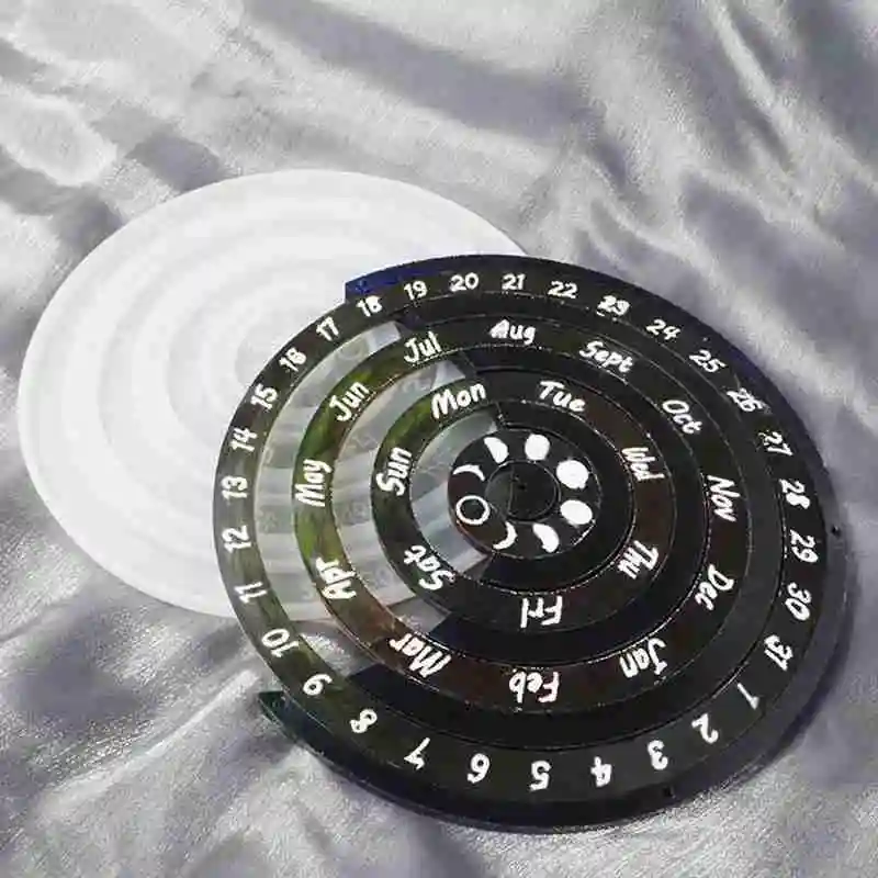 

DIY Crystal Epoxy Resin Mold Calendar Hanging Plate Perpetual Calendar Listing Silicone Mold For Resin