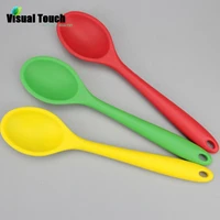 visual touch kitchen silicone spoon 27cm large long handle cooking baking mixing spoon ladle food grade silicone cooking utensil