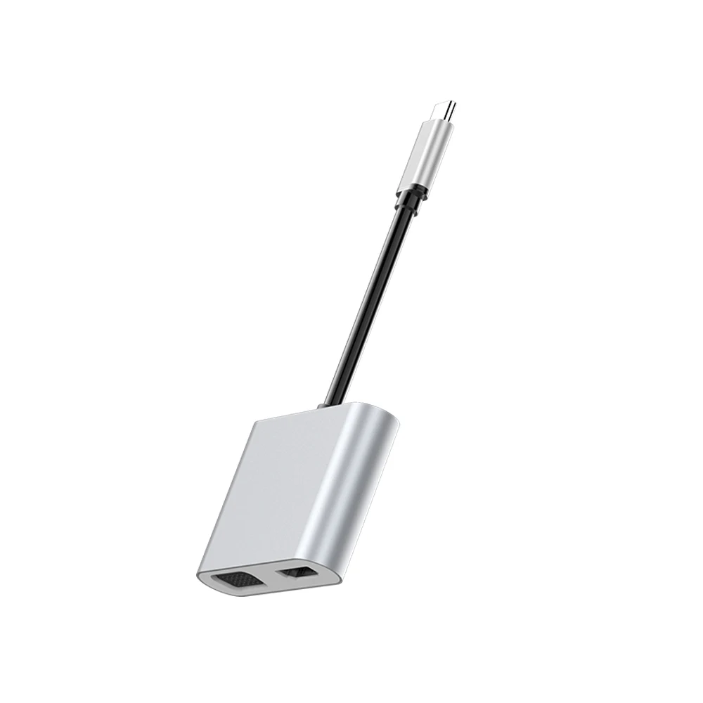 Адаптер для видеоконвертера DeepFox 2 в 1 Usb Type C на 4k Hdmi Vga T Usb-C внешний адаптер