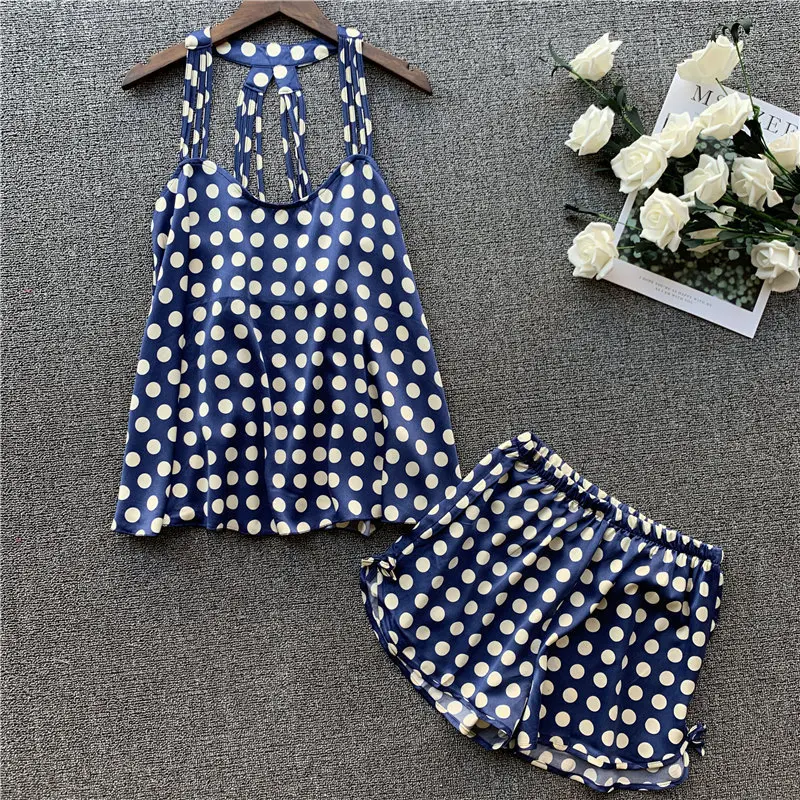 Женский пижамный комплект в горошек сексуальная ночная рубашка без черного