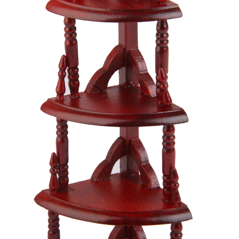 

1:12 Miniature Dollhouse Wooden 5-Tiers Storage Shelf Corner Shelf Stand for Living Room Garden Furniture Decoration