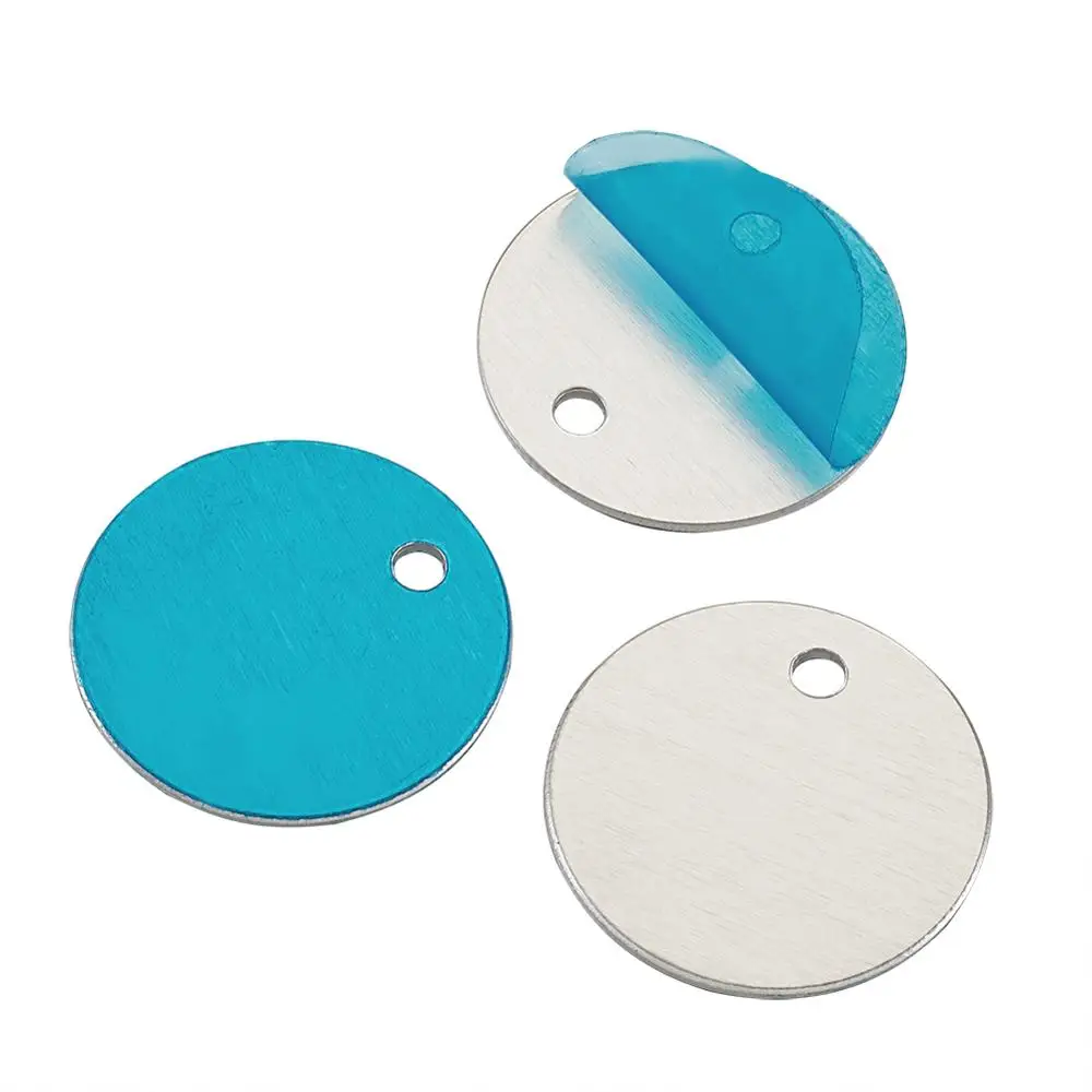 Плоские круглые алюминиевые штампованные Пустые бирки для подвески Pandahall 50