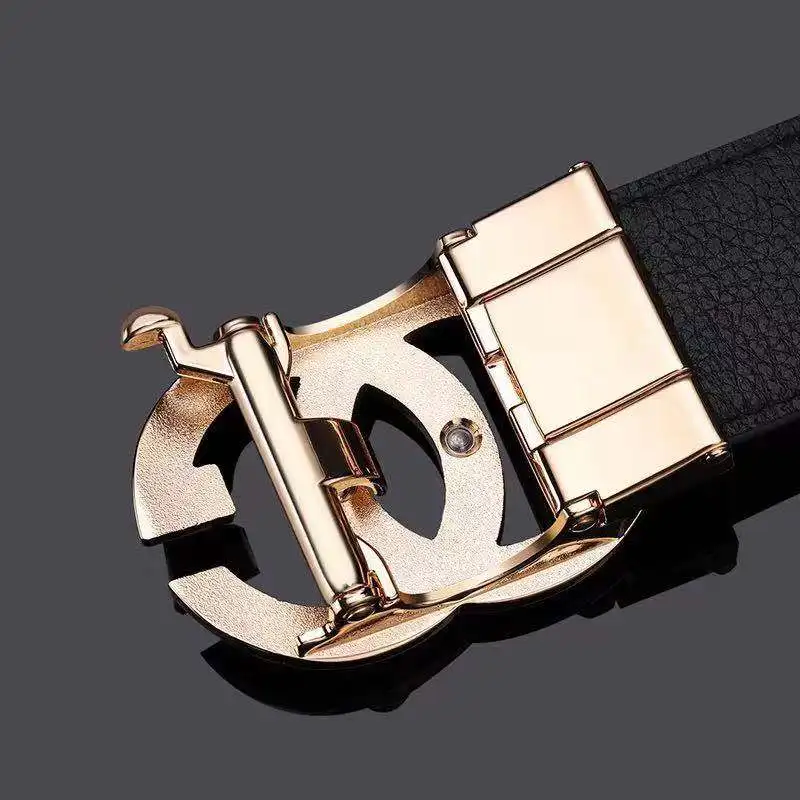 

Leather Mens belt Genuine Luxury Brand Designer Leather Strap Automatic Buckle Fashion Belt Gold #19535-37P