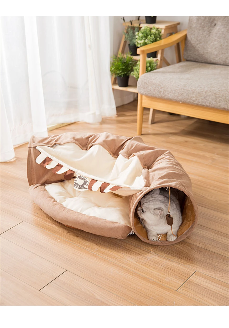 Забавная кошка кровать-туннель складной кринкл Pet палатка котенок щенок хорьки кролик интерактивные игрушки 2 отверстия туннель Pet кошка гнездо