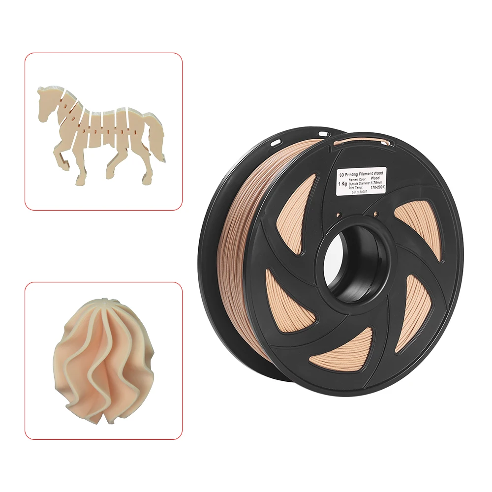 

Wood + PLA 3D Printing Material Dimensional Accuracy +/- 0.02mm 3D Printer Filament 1.75mm 1kg Spool