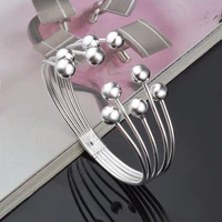 925 sterling silver hot fashion 8m bead bangles bracelet for women lovers classic simple handmade jewelry adjustable