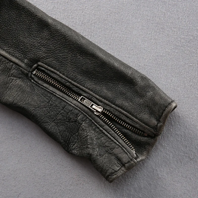 

new arrival vintage slim fit biker men fashion motorcycle jacket Oblique zipper leather coat male cool style