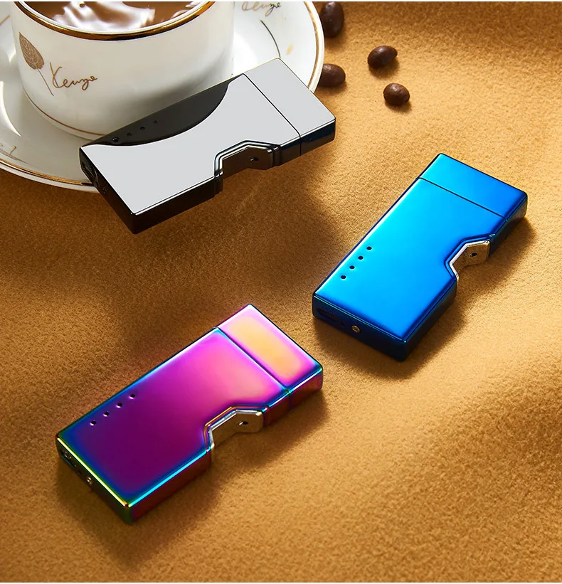 Вращающаяся дуговая USB электрическая зажигалка для сигарет ветрозащитная плазменная Электронная зажигалка с сенсорным зондированием вращающиеся зажигалки металлический подарок для мужчин