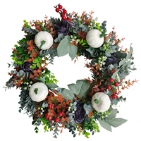 christmas white pumpkins berry wreath decorations for front door autumn thanksgiving rustic wreath garland ornaments props