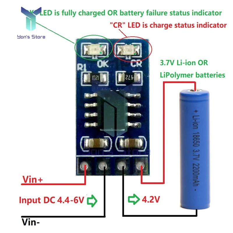 3.7V 4.2V 1A 18650 LiPo Li-ion Lithium Battery Charger Module MPPT Solar Charge Controller SD05CRMA Solar Panel Battery Charging