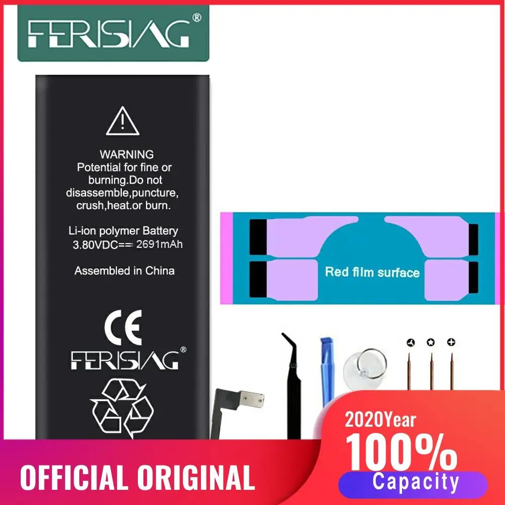 Для iPhone 8 Plus P батарея FERISING 2020 100% Емкость сотового телефона ремонт bateria Замена