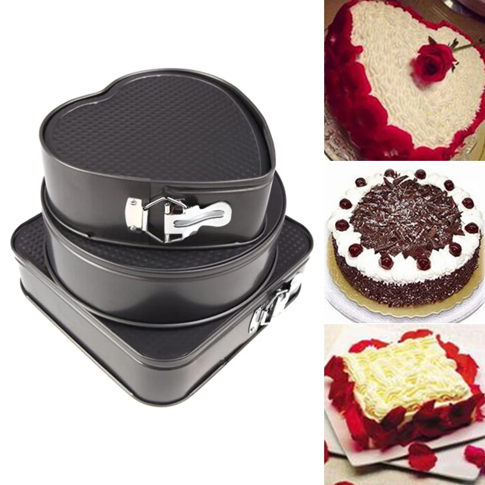 3 формы для тортов из углеродистой стали квадратные круглые в форме сердца