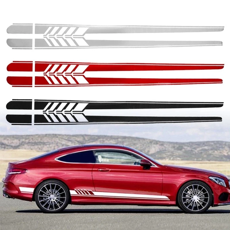 

2pcs Racing Car Stripe Stickers Side Sports Decal Auto Body Decoration Sticker for Benz C-Class C180 C200 C230 C280 W204 W205