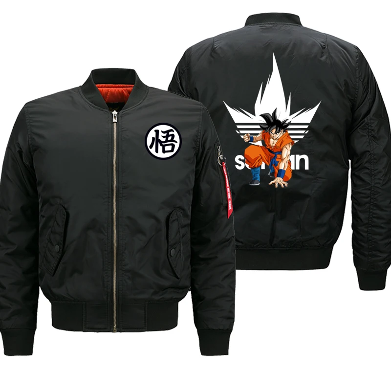 black6 Dragon Ball Z Аниме Saiyan куртка мужская мотоциклетная Байкерская Толстая куртка осень зима мужская куртка-бомбер военная куртка плюс 8XL - Цвет: black6