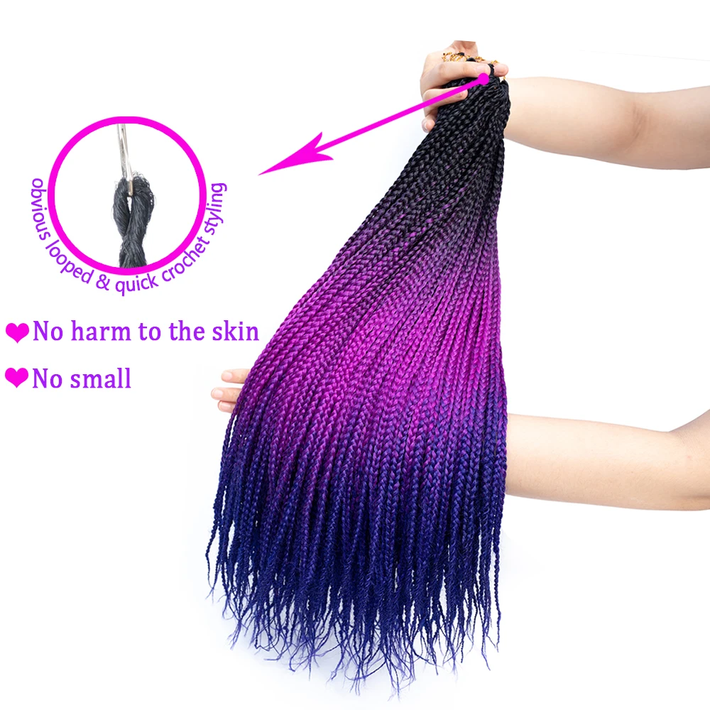 

19 Color Ombre Box Braids Crochet Hair 24 Inch Zizi Braiding Hair Pre Stretched Kanekalon Synthetic Hair Extension For Braids