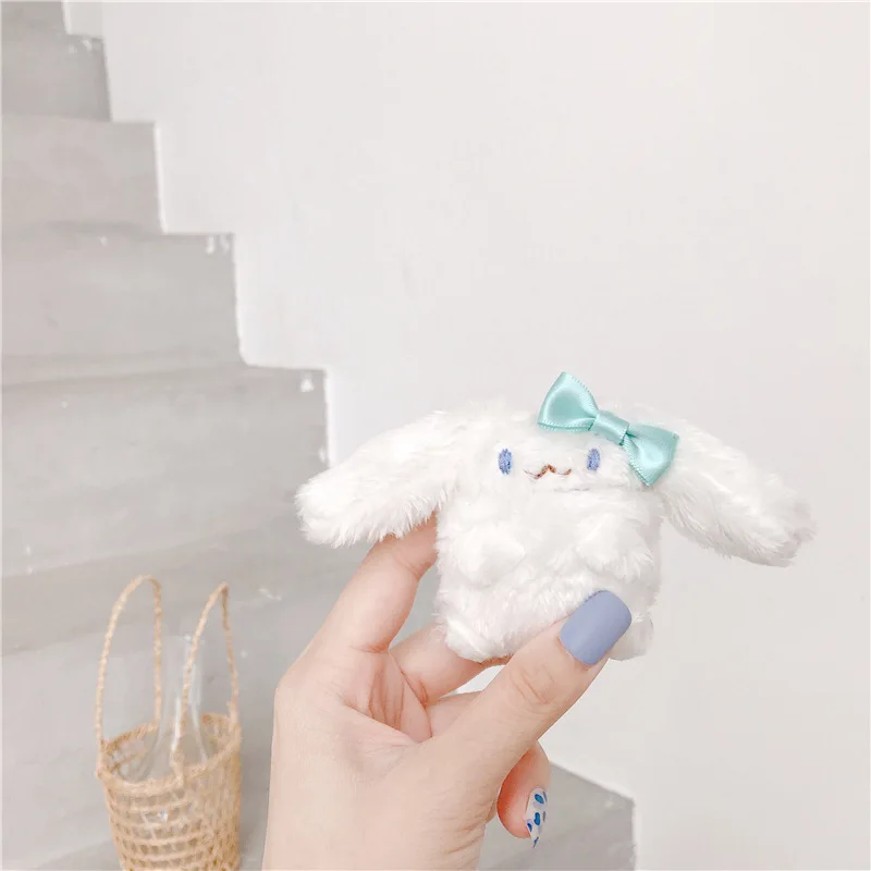 

Bluetooth Earphone Case for AirPods Cover Protective Case for Apple AirPods2 Cute Plush Fluffy Design Cinnamoroll Pudding Dog