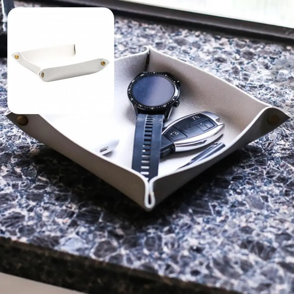 

Storage Tray Faux Leather Key Storage Tray Storage Box Useful Cosmetics Tray