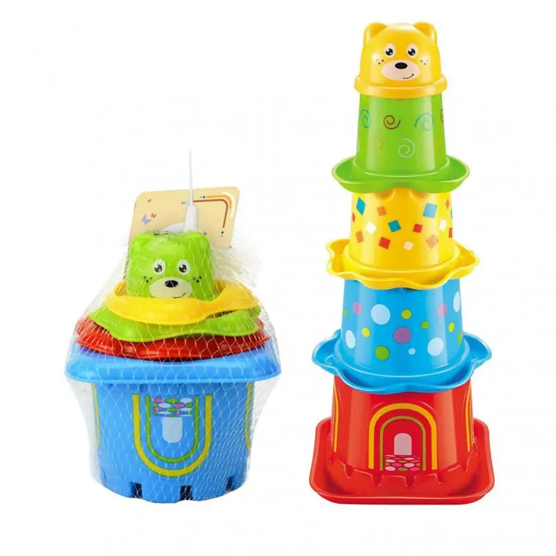 

Children's Educational Bath Toys Cartoon Beach Stacks Of Cups Playing In Water Plum Quadrangular Frog Cups Funny Bathing Toy