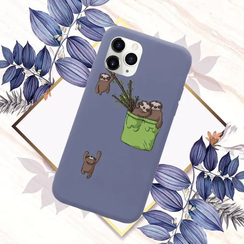 

Cute sloth cartoon Animals funny Phone Case Candy Color for iPhone 11 12 mini pro XS MAX 8 7 6 6S Plus X SE 2020 XR