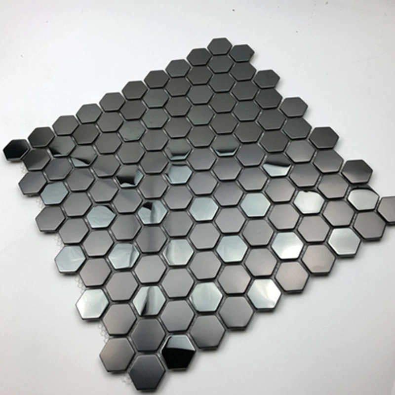 Современный черный матовый микс Глянцевая шестиугольная Мозаика из металла