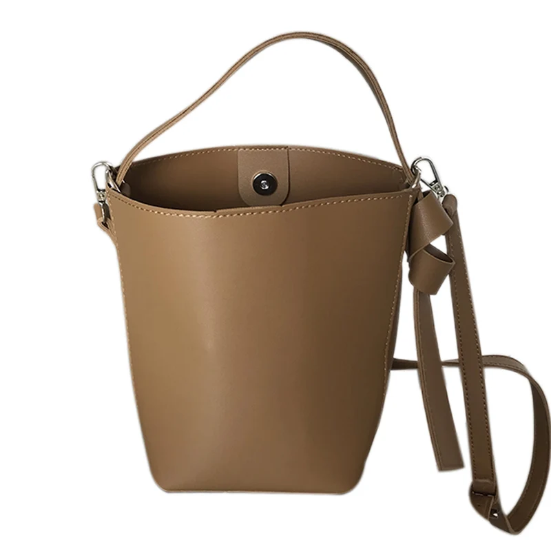 

Autumn and winter simple large-capacity solid color mother-in-law bag shoulder messenger bag Pu bucket bag female student