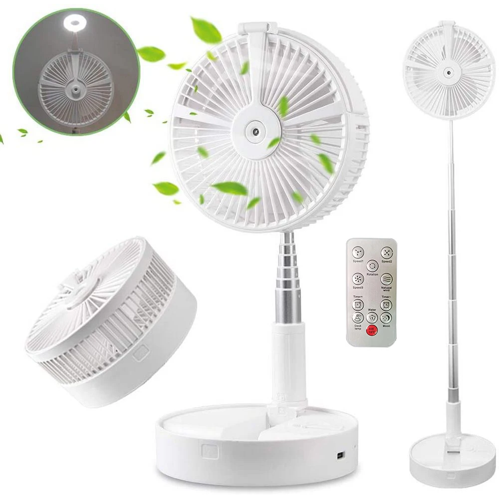 

Portable Remote Controlled Fans cooling Folding Spray humidification lighting 7200mahbattery Air conditioner Appliances USB fan