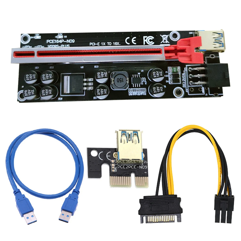 

200 шт. Райзер 009S Plus Райзер карты PCI Express X16 адаптер USB3.0 PCIE 1X до 16X Райзер для видеокарты GPU Майнер