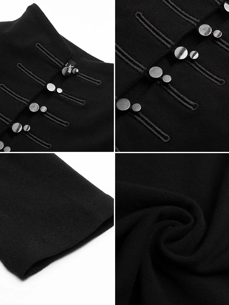 Панковские женские готические топы с высоким воротом и длинными рукавами Cheongsam PT