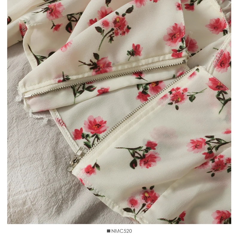 

Sweet New 2021 Short Chiffon Shirts for Woman Printed Floral Flower Printed FZ304 Ladies Sexy Slash Neck Puff Sleeves Blouses