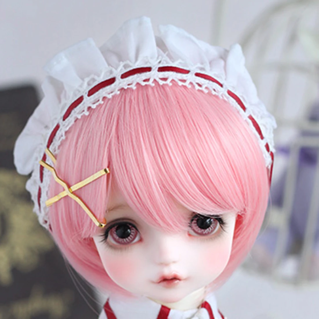 Аксессуары для кукол Modikerbjd Rem и Ram парик косплея 1/4 BJD (синий/розовый) без куклы |