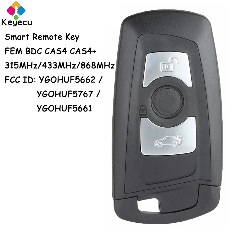 

KEYECU Smart Remote Control Car Key With 3 Buttons 315MHz 433MHz 868MHz PCF7945 Chip - FOB for BMW F Chassis FEM BDC CAS4 CAS4+