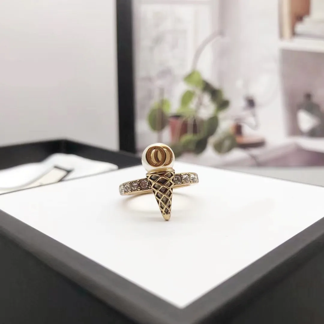 

S925 sterling silver ice cream ring, European and American retro style, luxury trend, original 1:1, birthday gift