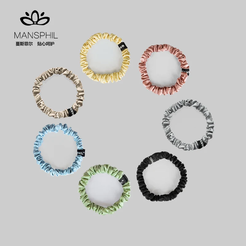 MANSPHIL 100 Pure Mulberry Silk Scrunchies Elastic Hair Tie For Women hair hoop pig intestine holder | Bands