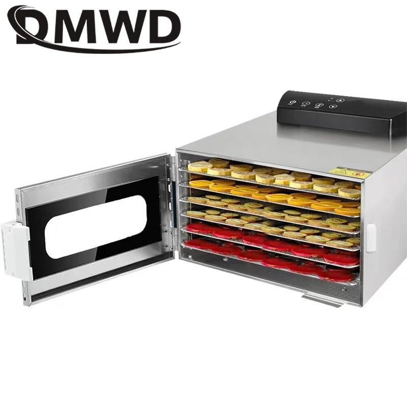 110V/220V 6 Trays Stainless Steel Dried Food Dehydrator Fruit Vegetable Snacks Dehydration Air Dryer Meat Herb Drying Machine