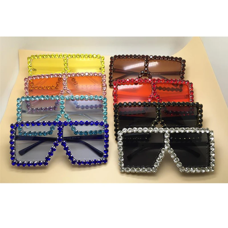 Большие Квадратные Солнцезащитные очки женские модные желтые синие Красные