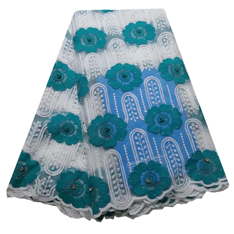 

lovely African milk silk lace net fabric flowers embroidered with stone 5 yards swiss voile lace milk silk fabric for wedding