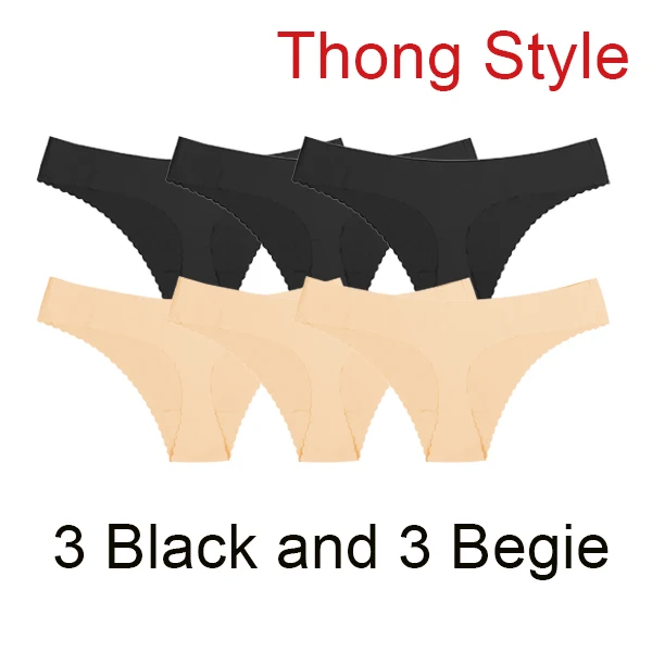 3Black 3Begie Осенние женские трусики бразильские стринги бесшовное нижнее белье для женщин сексуальное женское белье стринги танга cueca - Цвет: 3Black 3Begie