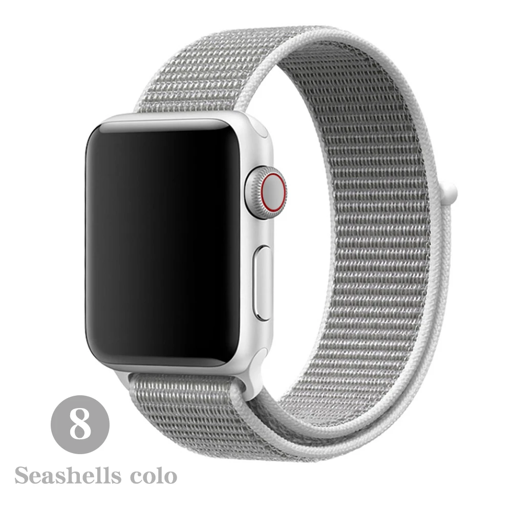 Тканый нейлоновый ремешок для apple Series 5, ремешок для часов 42 мм, 44 мм, 38 мм, 40 мм, спортивный нейлоновый браслет для iwatch 4/3/2/1 - Цвет ремешка: Seashell